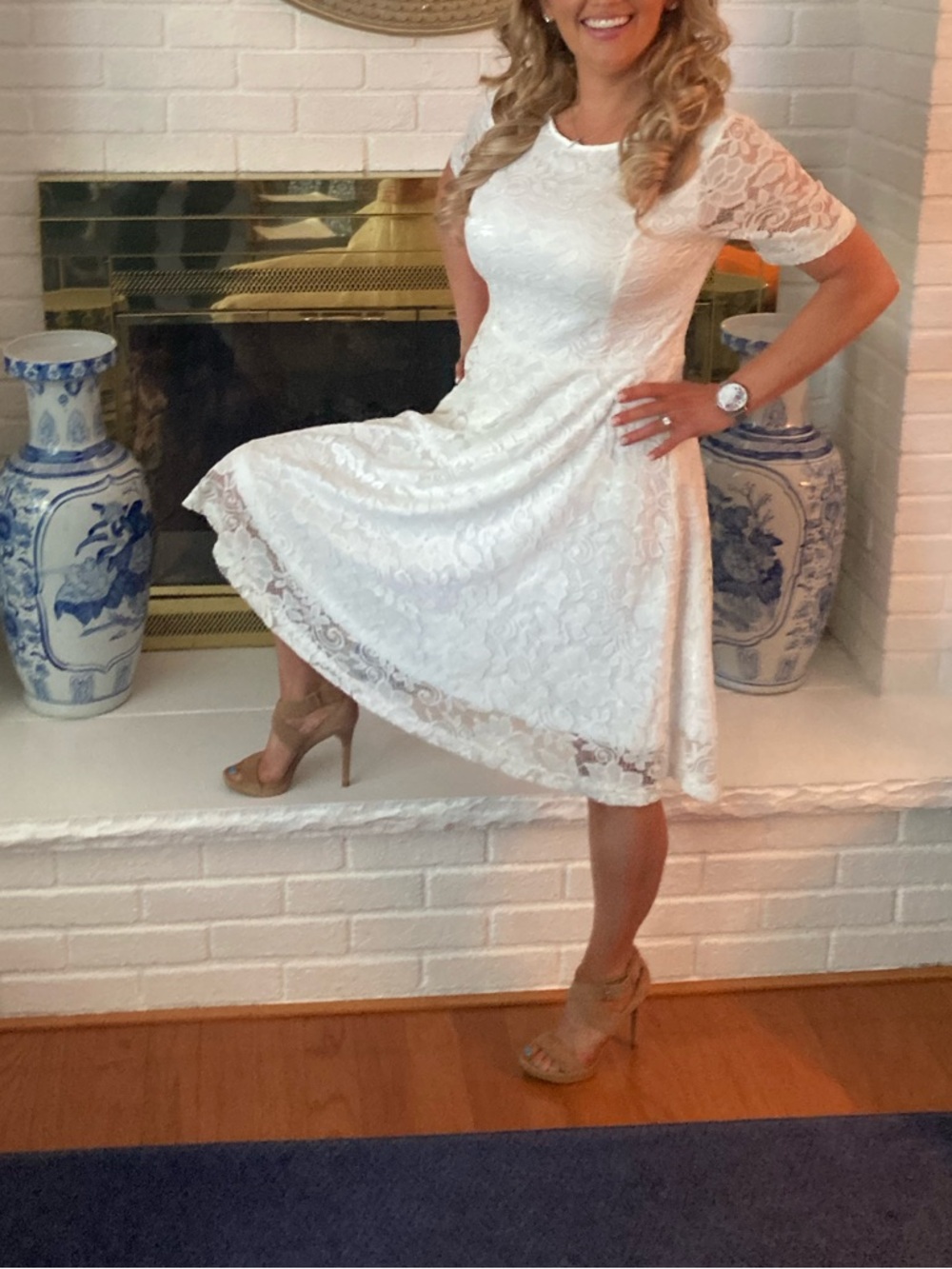 Ivory Lace Fit & Flare Dress